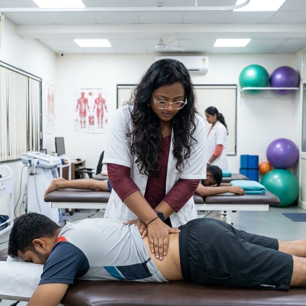 Dr. Pushpa Sharma performing spinal manual therapy for back pain treatment in Mumbai