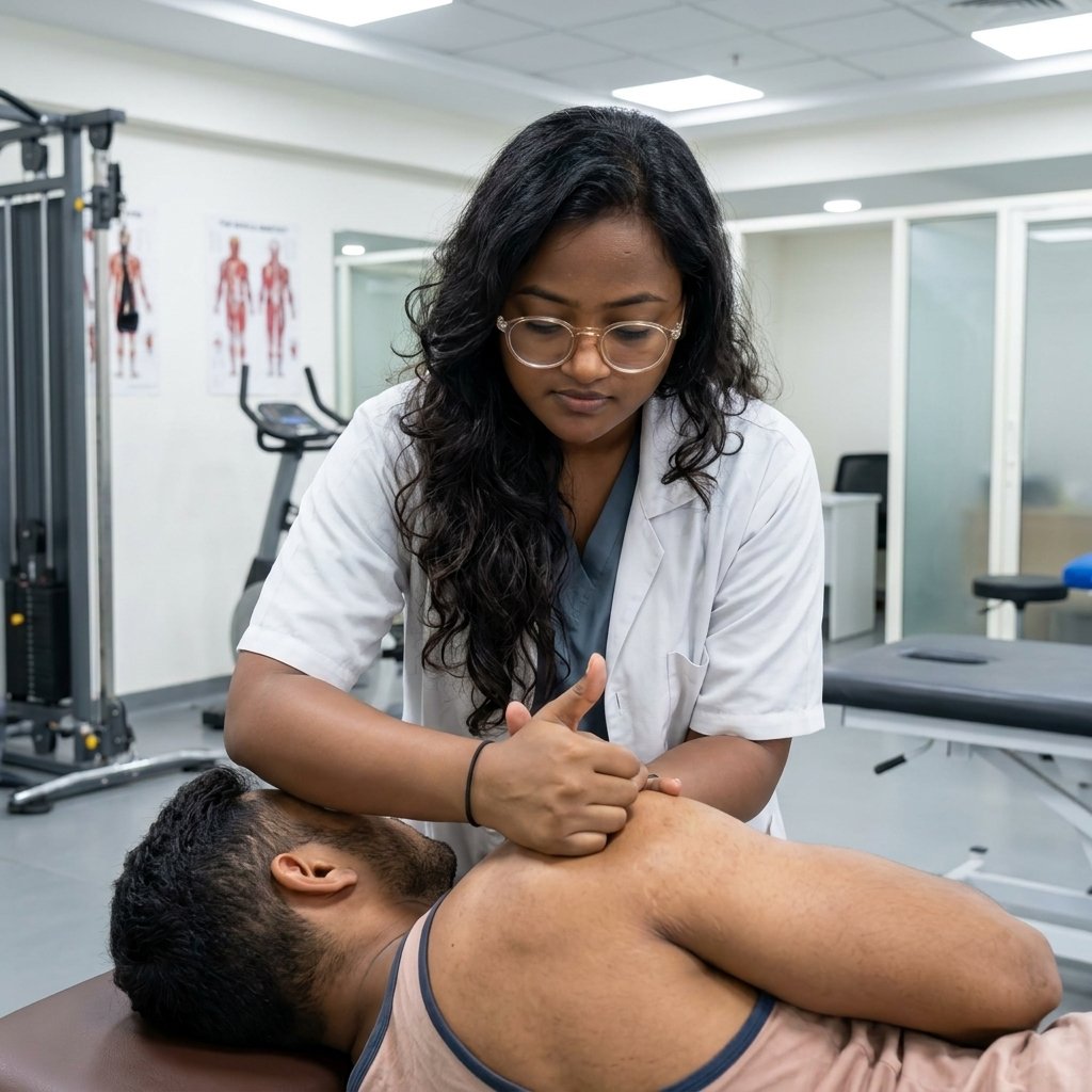 Dr. Pushpa Sharma performing sports deep tissue release physiotherapy in Mumbai